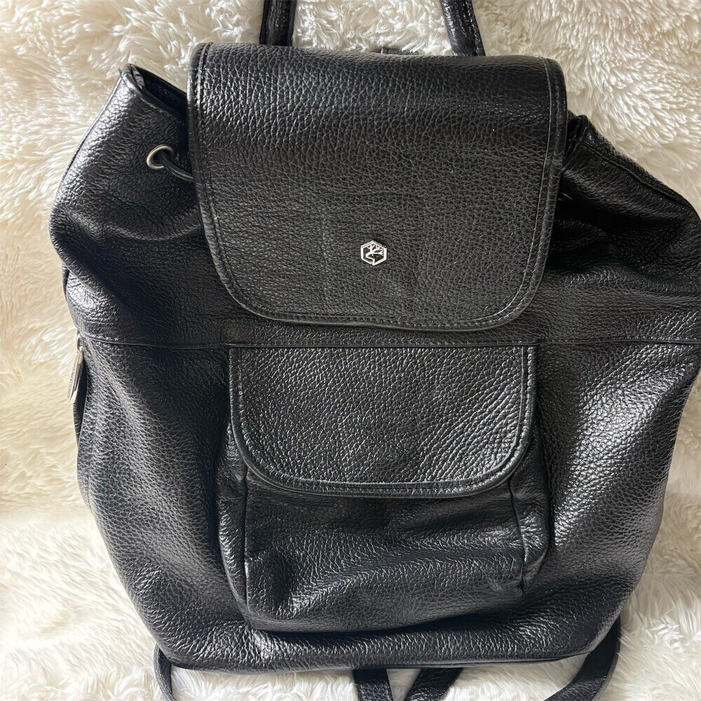 Valentina Backpack Purse Womens Black Drawstring Flap Front Pocket Travel - Picture 1 of 11